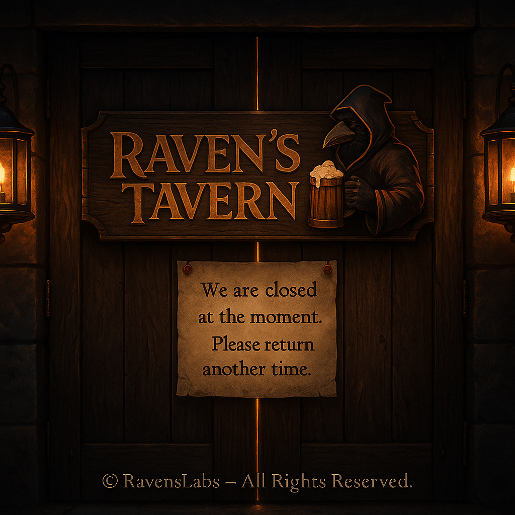 Raven's Tavern wooden sign